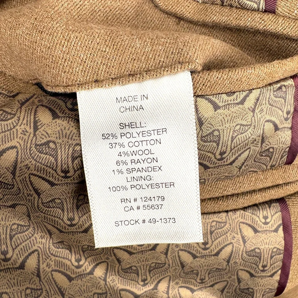 NWT Johnston & Murphy Knit Blazer Mens 2XL Camel Brown Fox Pattern Trim Unstruct